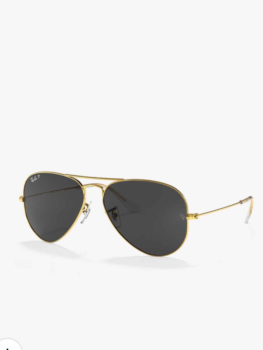 Ray-Ban Gold Frame Sunglasses with Black Lenses AVIATOR LARGE METAL